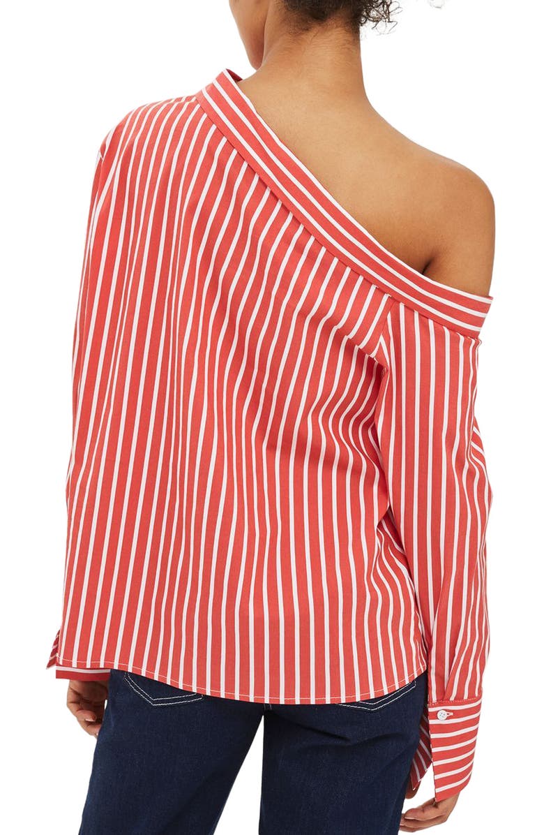 Topshop Stripe Off the Shoulder Top, Alternate, color,