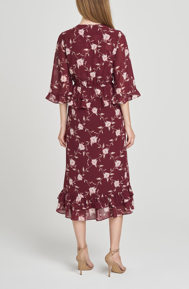 WAYF Ojai Midi Dress, Alternate, color, Burgundy Lattice