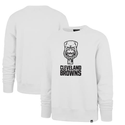 Men's '47 White Cleveland Browns Dawg Pound XL Imprint Headline Sweatshirt