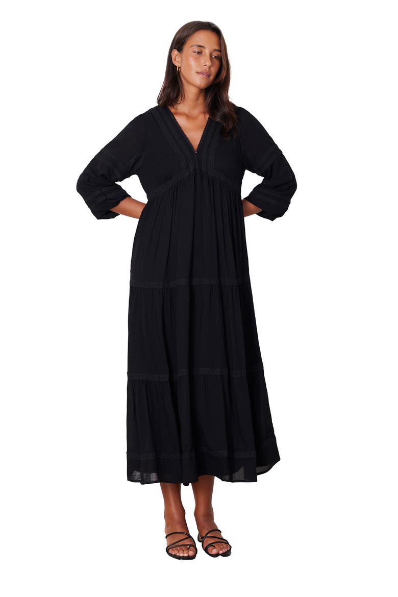 Magnolia Lace Inset Midi Dress, Main, color, Black