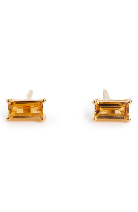Baguette Cut Birthstone Stud Earrings