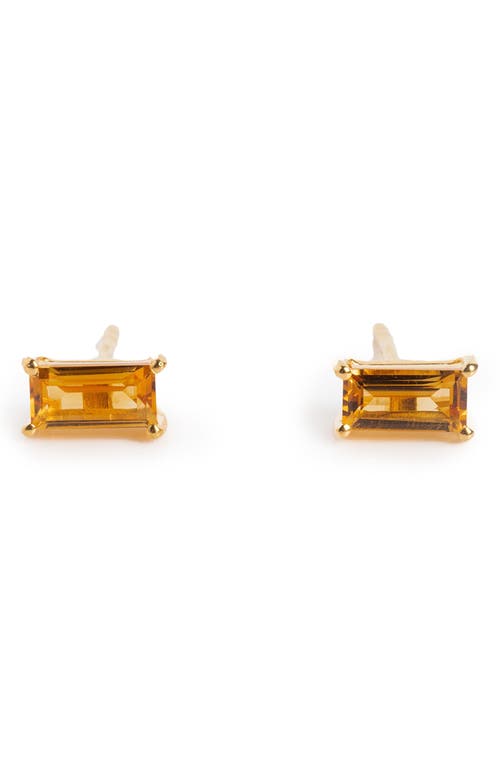 Local Eclectic Baguette Cut Birthstone Stud Earrings In Gold