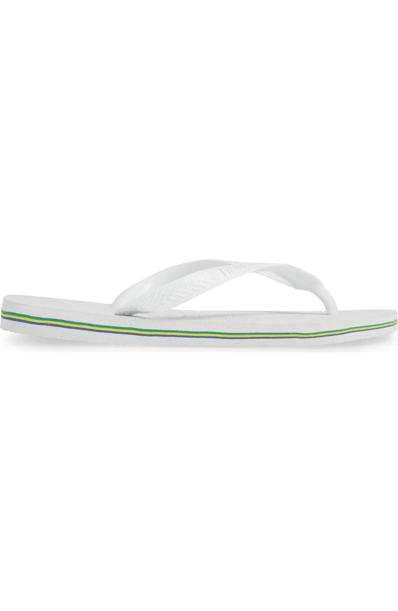 Havaianas Brazil Stripe Flip-Flop, Alternate, color, White