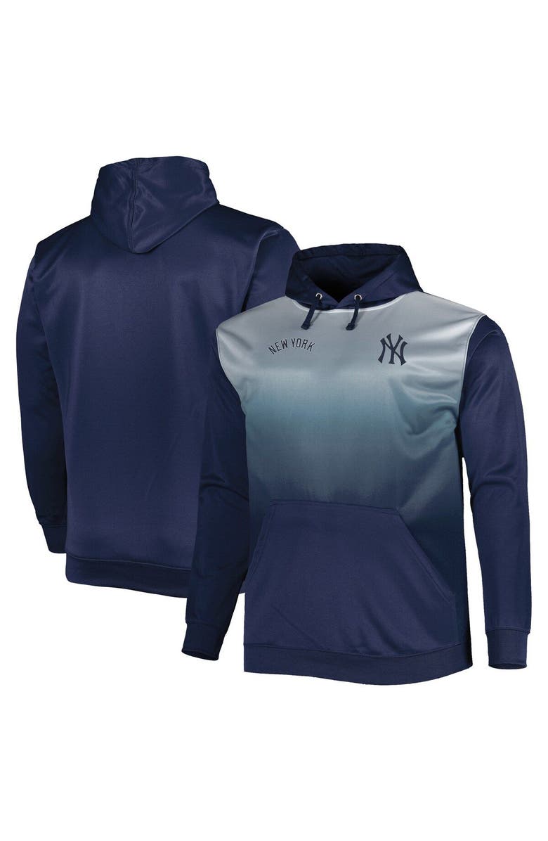 PROFILE Men's Navy New York Yankees Fade Sublimated Fleece Pullover Hoodie, Main, color,