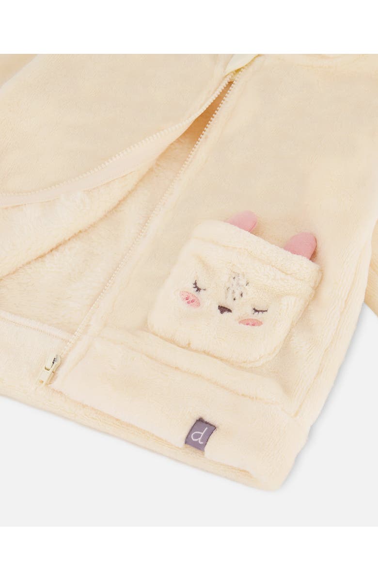 Deux par Deux Plush Hooded Jacket, Alternate, color, Off-White