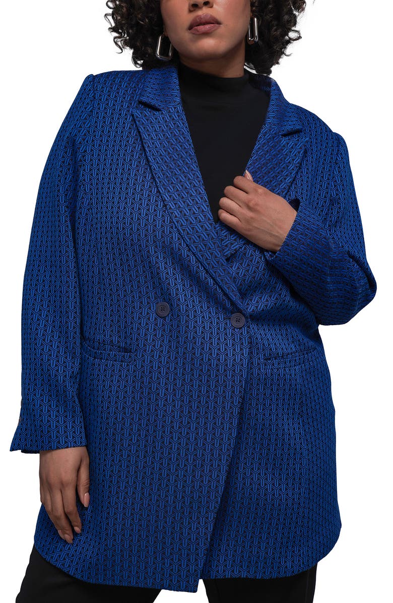 WILDFANG The Empower Jacquard Double Breasted Blazer, Alternate, color, Cobalt Blue