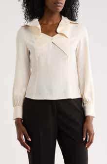 Cutout Blouse with Spread Collar