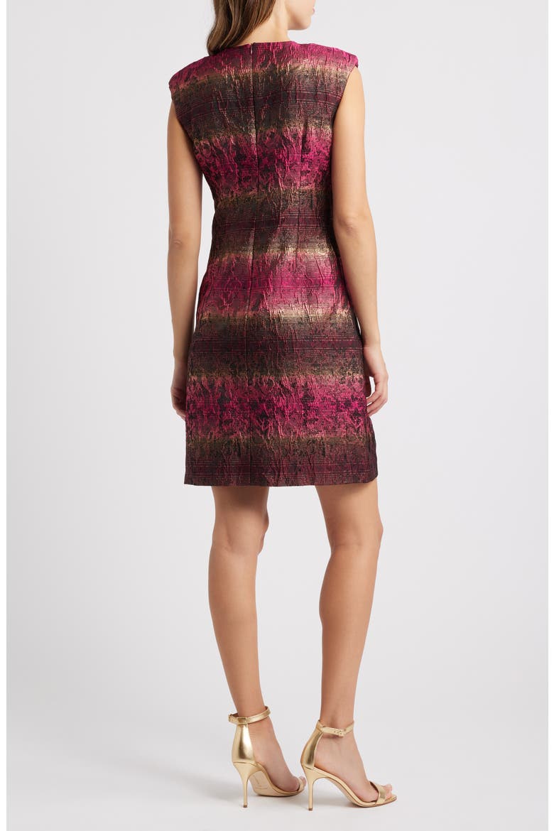 Embossed Jacquard Shift Dress, Alternate, color, MAGENTA