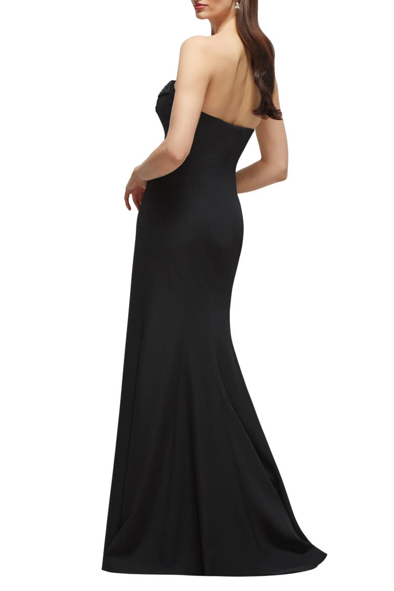 Floral Embellished Strapless Gown, Alternate, color, BLACK