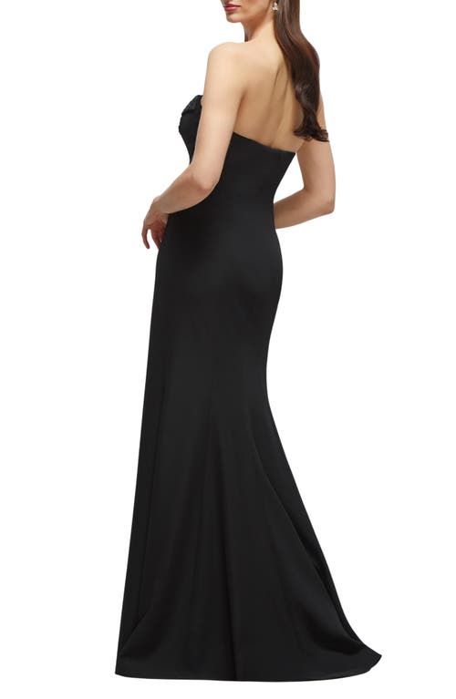 Dessy Collection Floral Embellished Strapless Gown In Black
