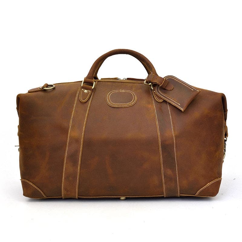 The Eira Duffle Bag | Vintage Leather Weekender, Alternate, color, Dark Brown