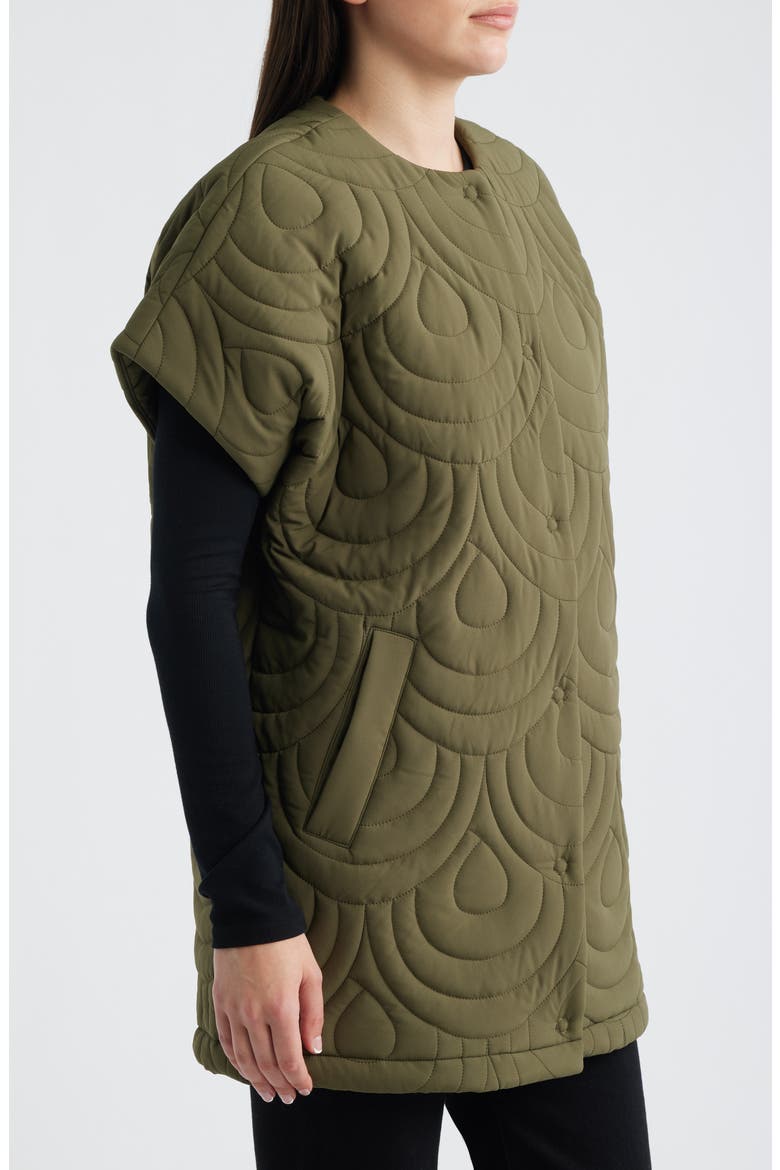 Blossom Short Sleeve Quilted Cape, Alternate, color, OLIVE NIGHT