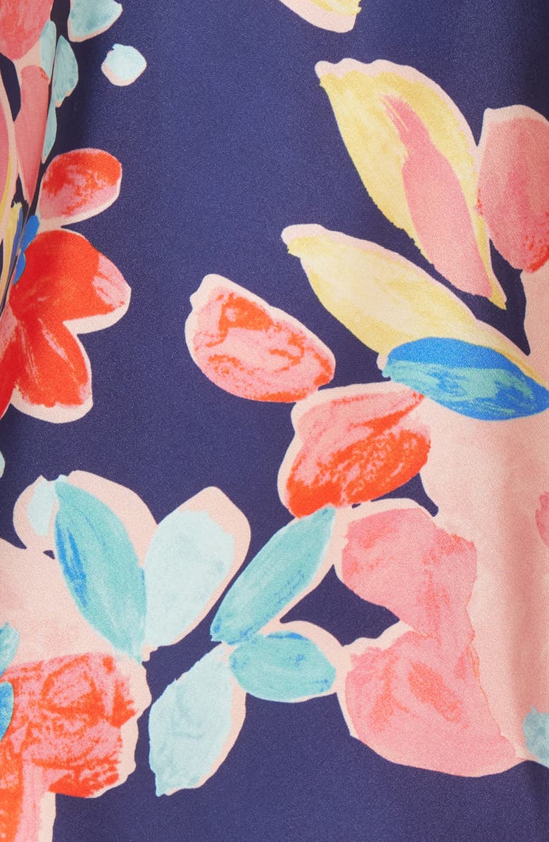 Tahari ASL Floral Sailor Tie Neck Sleeveless Top, Alternate, color, Navy Coral Floral