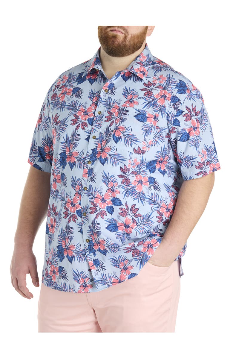 Oak Hill by DXL Big & Tall Floral Sport Shirt, Main, color, Blue Multi