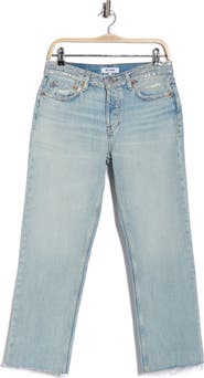 Re/Done Rhinestone Detail High Waist Crop Straight Leg Jeans