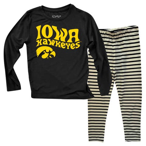 Infant Wes & Willy  Iowa Hawkeyes Long Sleeve Top and Striped Tri-Blend Leggings Set