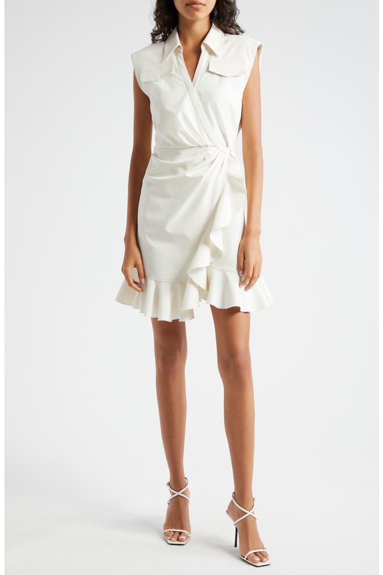 Zenni Ruffle Sleeveless Wrap Dress, Main, color, IVORY