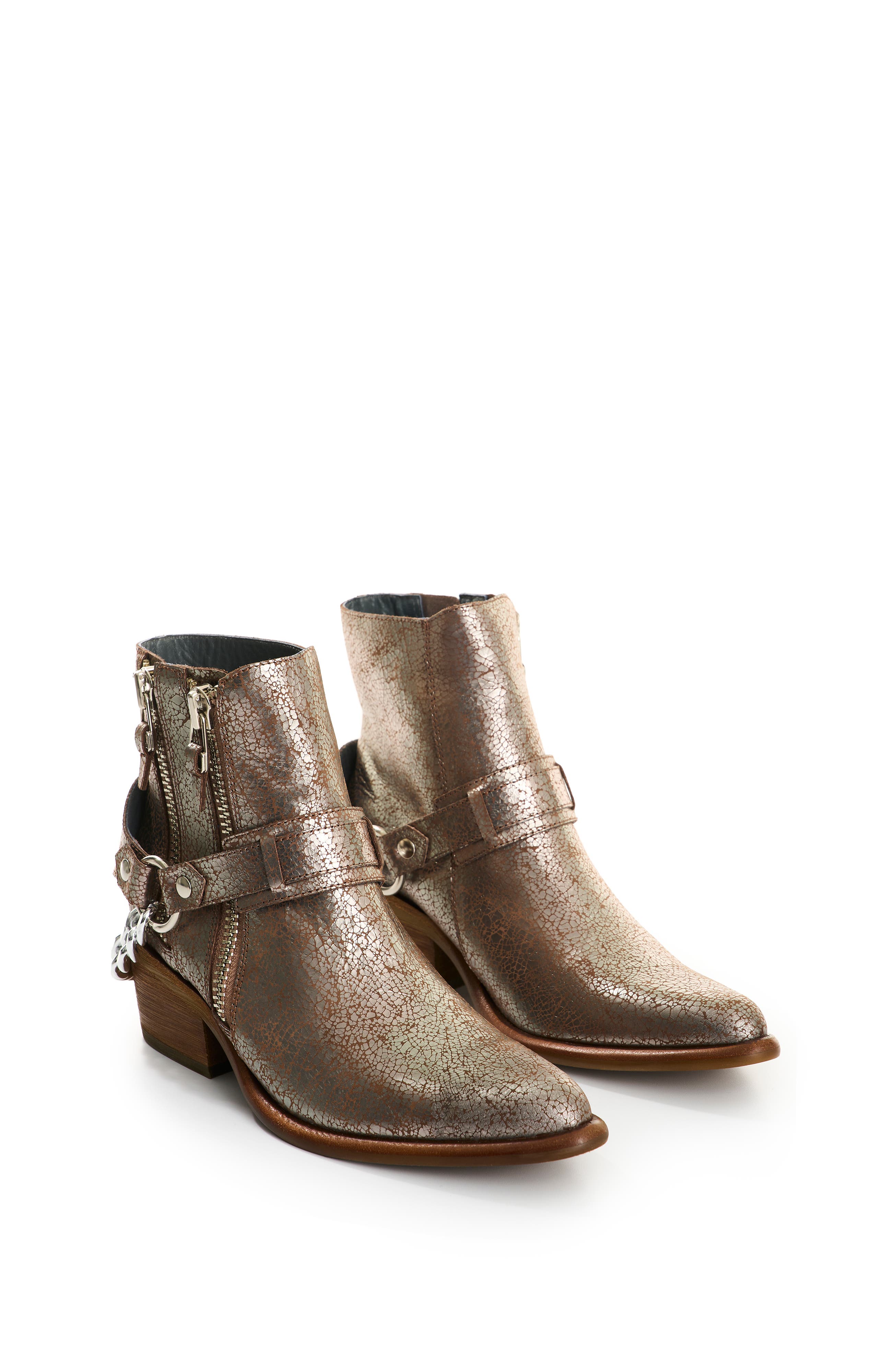 Velez Crackled Leather Ankle Boots, Alternate, color, Silver