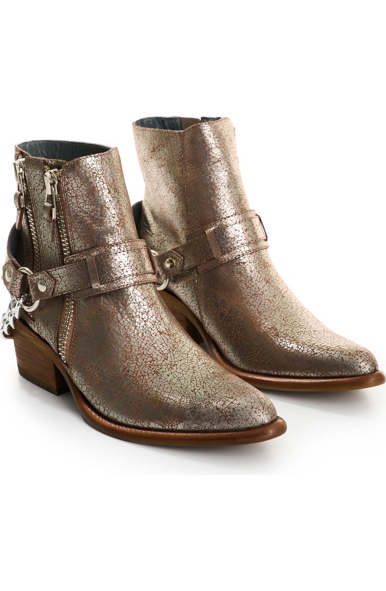 Velez Crackled Leather Ankle Boots, Alternate, color, Silver