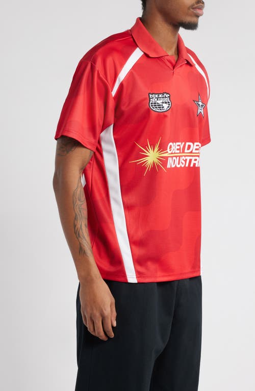 Obey Sonic Vibration Soccer Jersey In Red Multi