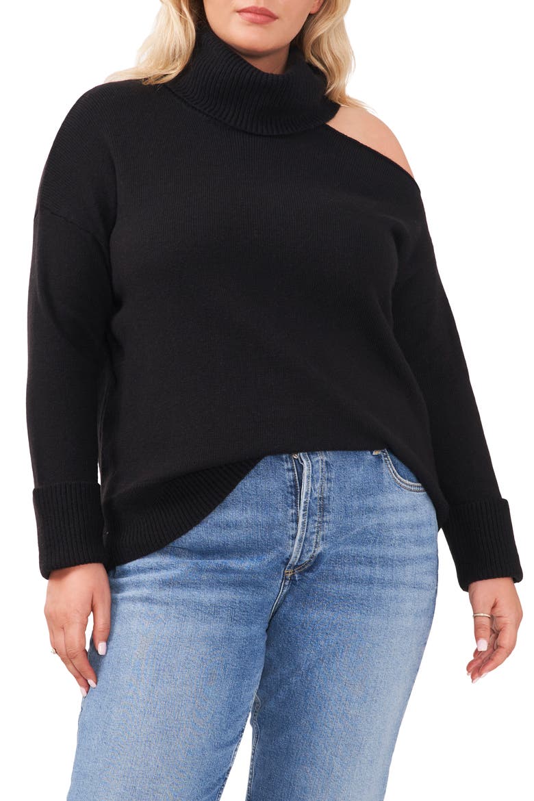 Cutout Turtleneck Sweater, Main, color, RICH BLACK