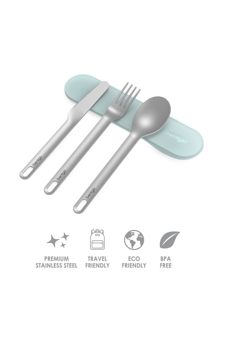 Stainless Steel Travel Utensil Set - Aqua, Alternate, color, AQUA