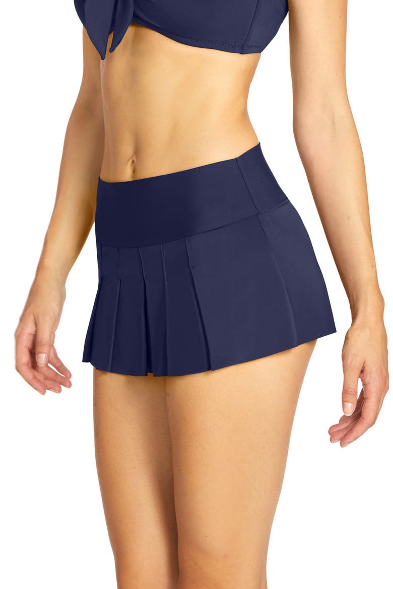 Ava Skirted Bikini Bottoms, Alternate, color, NAVY