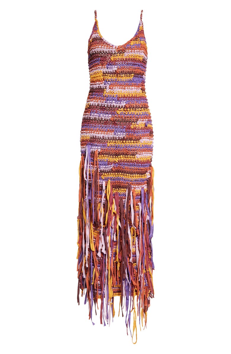 Ulla Johnson Emmalina Crochet Fringe Cotton & Silk Maxi Dress, Alternate, color, 