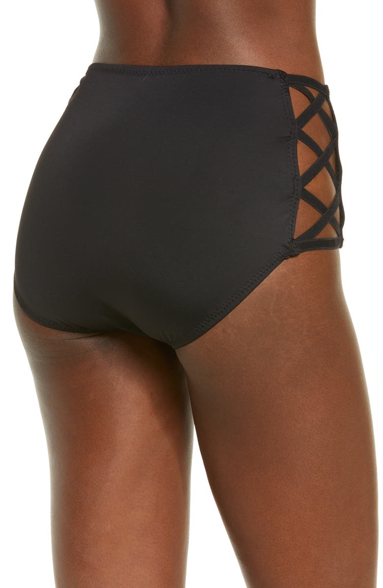 Norma Kamali Boy X Strappy High Waist Bikini Bottoms, Alternate, color,