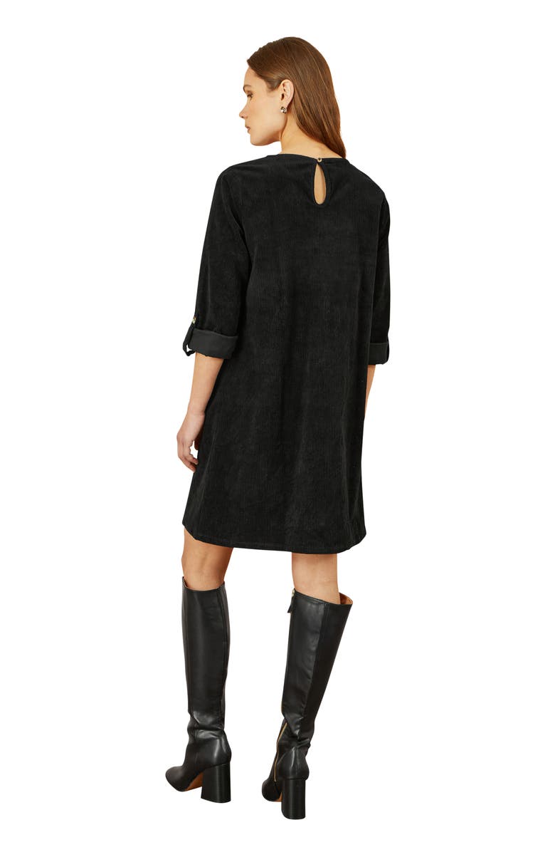 Yumi Cord Tunic Dress With Pockets, Alternate, color, Black