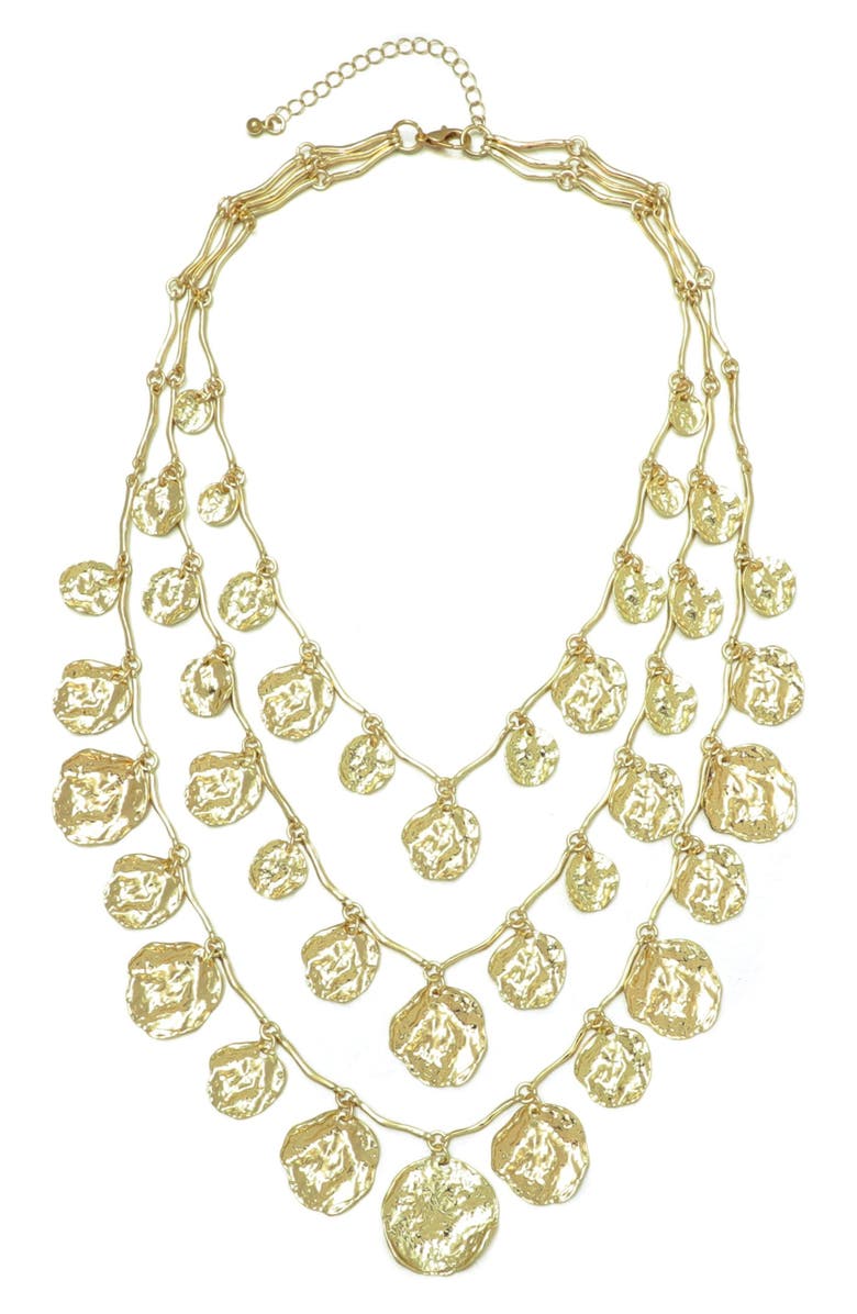 Adornia Bohemian Disc Layered Necklace, Main, color, Gold