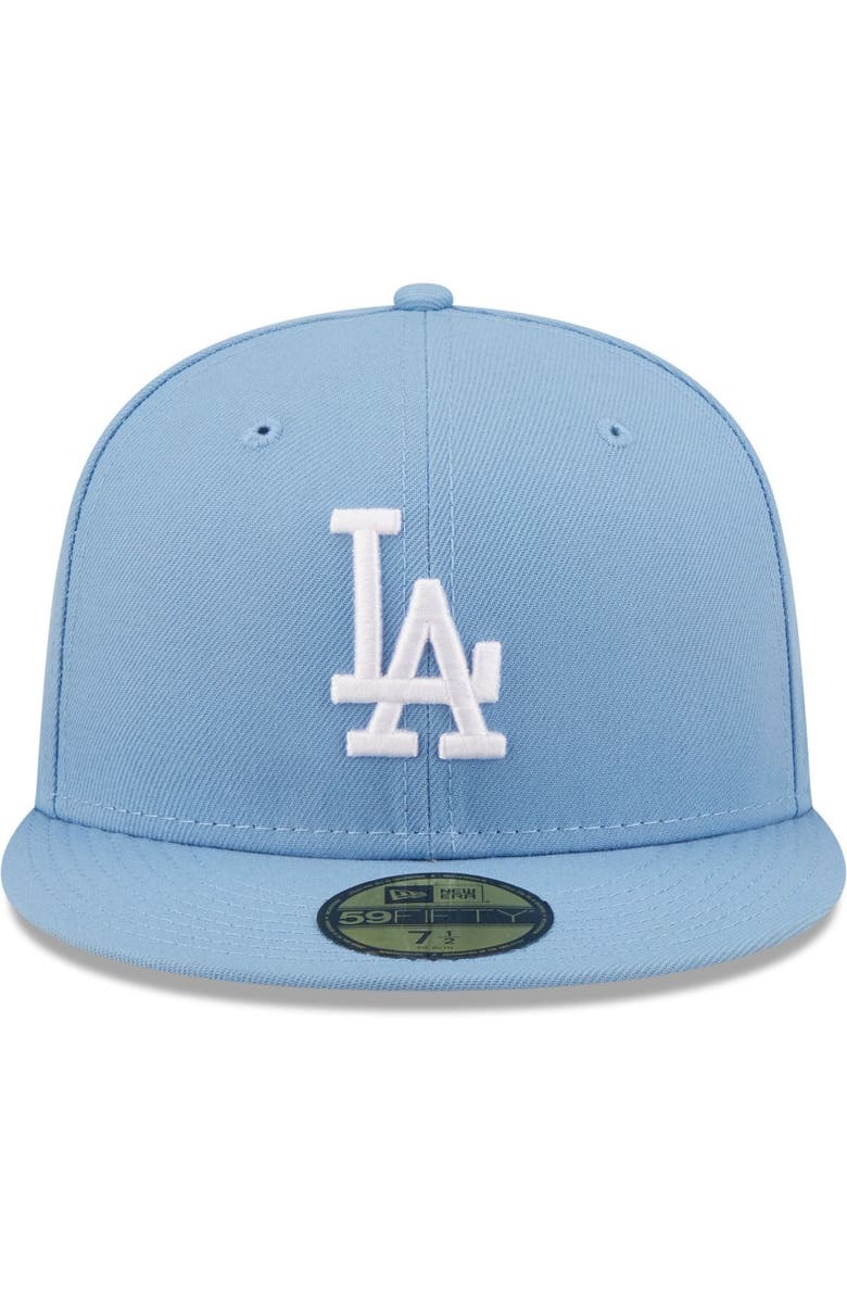 New Era Men's New Era Sky Blue Los Angeles Dodgers Logo White 59FIFTY Fitted Hat, Alternate, color, 