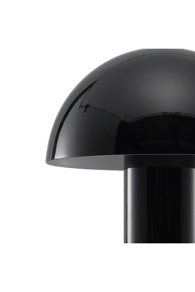 Boletus Contemporary Bohemian Rechargeable/Cordless Iron Integrated Portable LED Mushroom Table Lamp, Alternate, color, Black