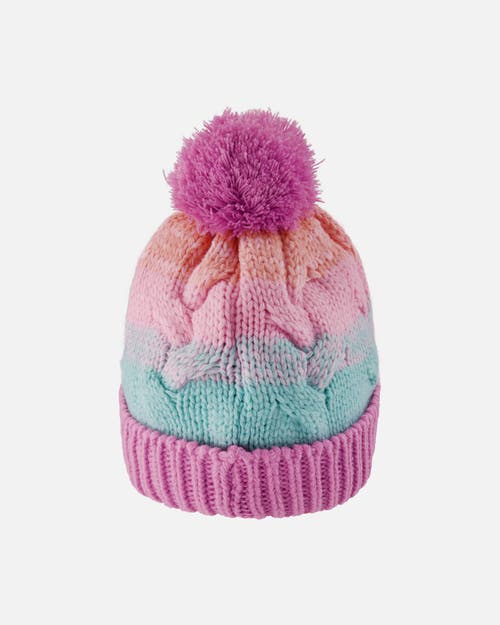 Deux Par Deux Lined Knit Pompom Hat In Multi