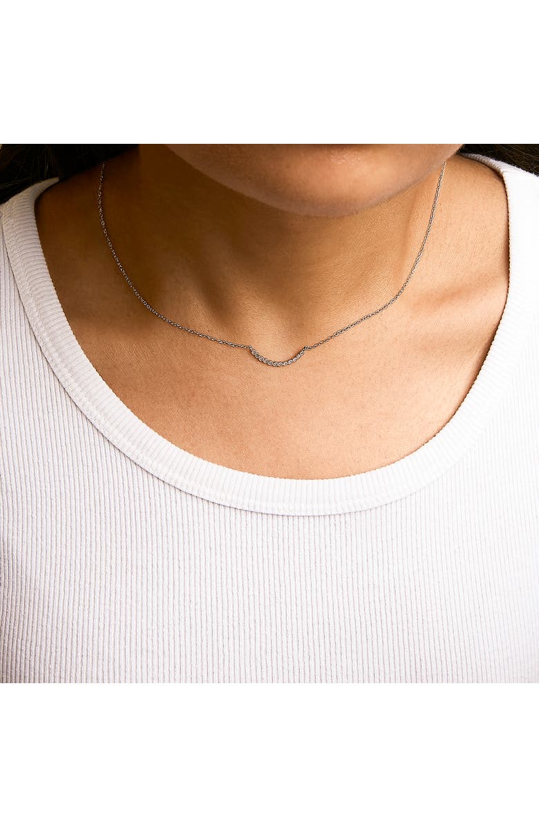 Haus of Brilliance Silver Diamond Accent Curved Bar Necklace, Alternate, color, White