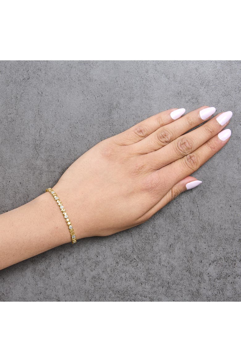 Gold Vermeil .925 Sterling Silver 1/7 Cttw Diamond Puff Heart Bangle Bracelet, Alternate, color, Silver