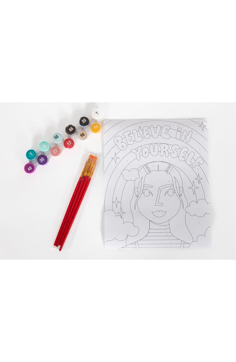 Kids Crafts Paint By Number "Believe In Yourself" Canvas Painting Allin1 Art Kit 7+, Alternate, color, Multicolored