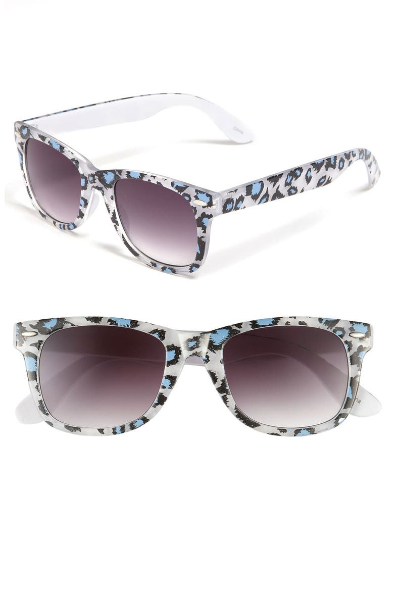 'Maureen' Retro Sunglasses, Main, color, CHEETAH BLUE/ GREY