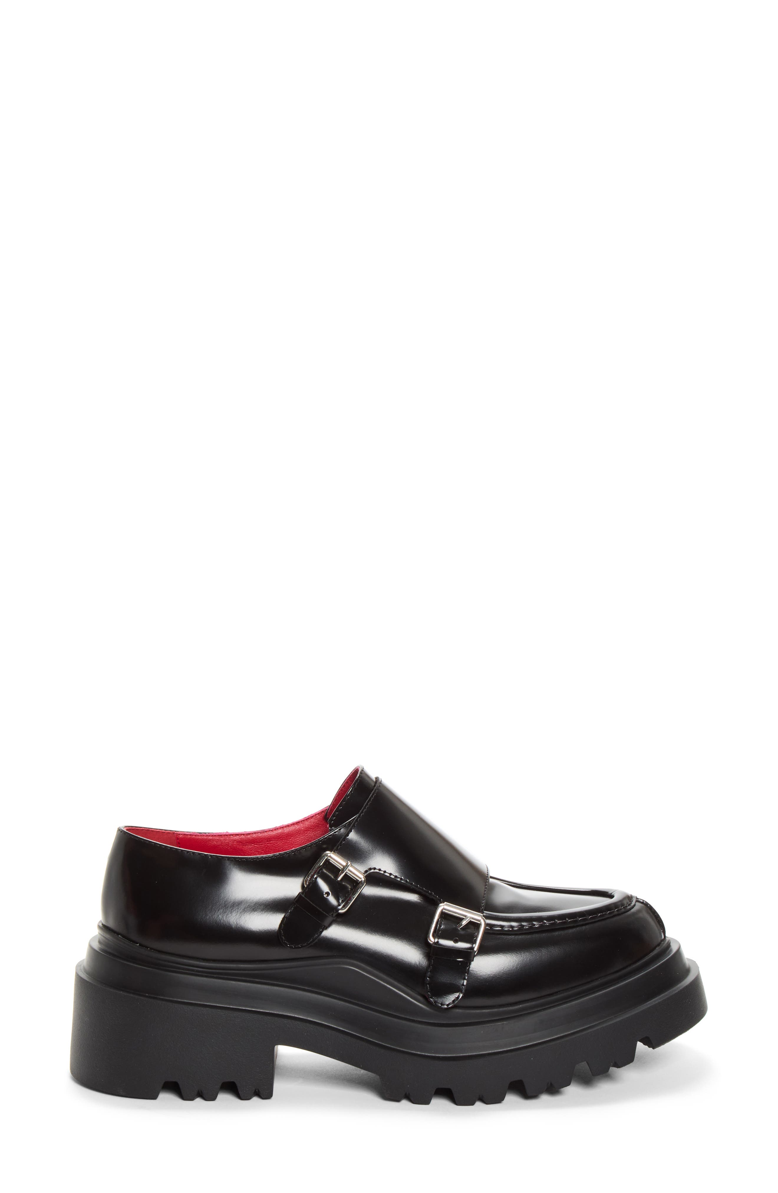 Monk Strap Buckle Platform Loafer, Alternate, color, BLACK