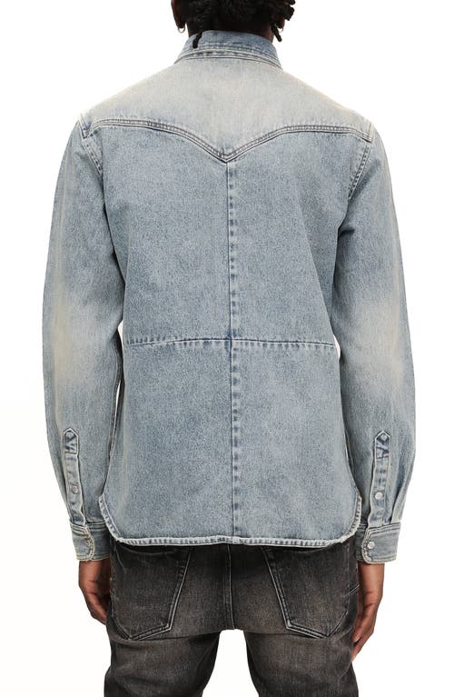 Purple Brand Pumice Double Pocket Snap Front Shirt In Light Indigo