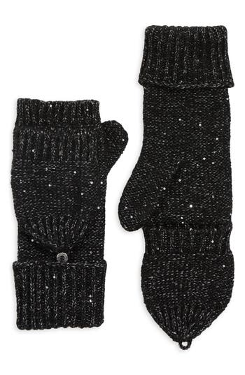 Calvin Klein Mini Sequin Flip Top Gloves In Black