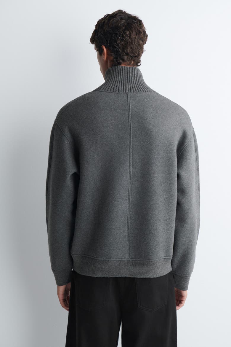 Cotton-Wool Jersey Zip-Up Sweater, Alternate, color, DARK GRAY