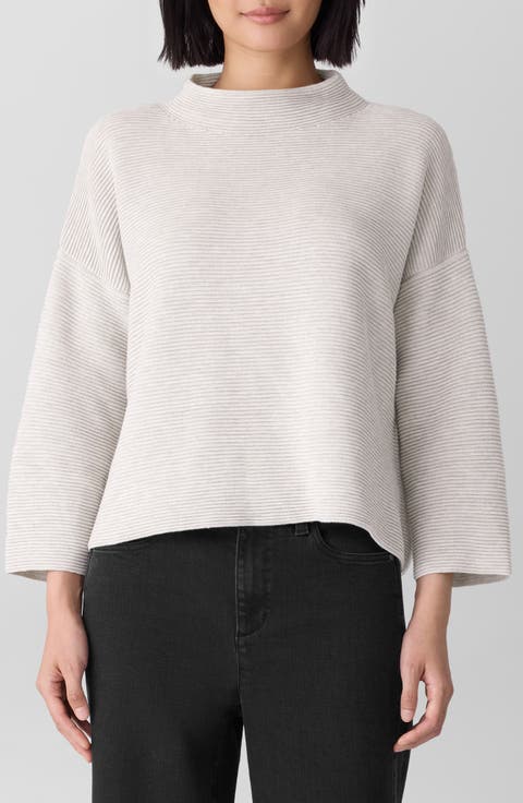 Funnel Neck Organic Cotton Blend Sweater