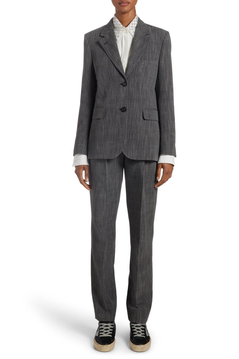 Single Breasted Mélange Virgin Wool Blend Blazer, Alternate, color, GREY/ WHITE