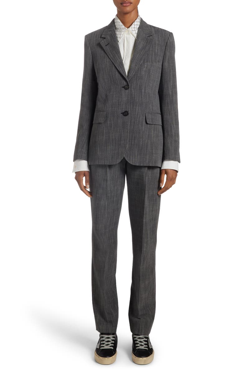 Golden Goose Single Breasted Mélange Virgin Wool Blend Blazer, Alternate, color, Grey/ White