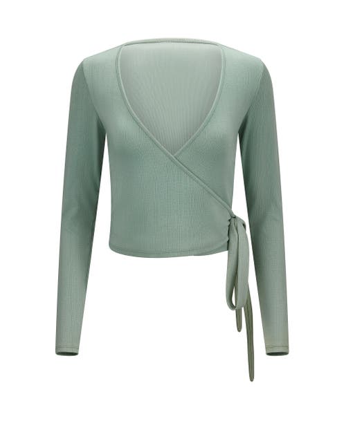 Adore Me Pointelle Ballet Wrap Top In Blue