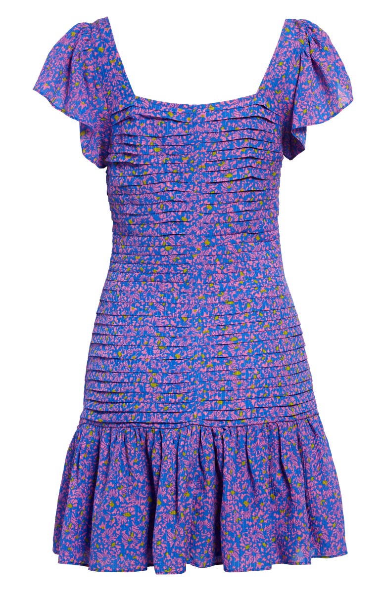 Tanya Taylor Yvette Floral Print Ruffle Hem Silk Dress, Alternate, color, 