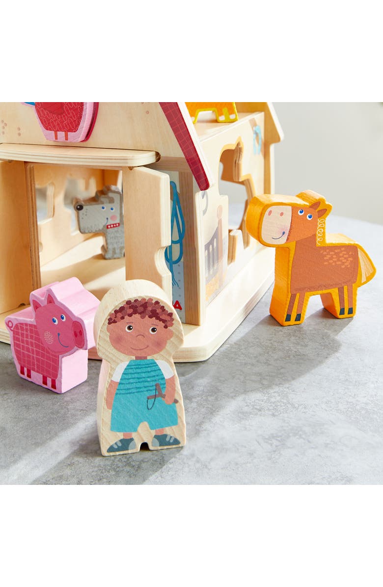 HABA Wooden Farmhouse Shape Sorter Toy with 6 Chunky Animal Blocks - Wooden Montessori Toys for 1+ Year Olds - Stacking Blocks for Toddlers 1-3, Alternate, color, Multi