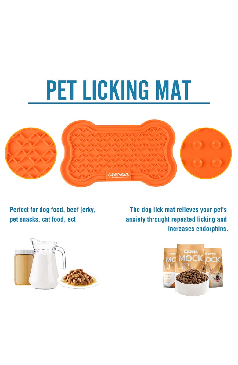 GOOPAWS Licking Mat 2Pack Orange & Blue, Slow Feeder Pads For Dogs & Cats, Alternate, color, Multicolored