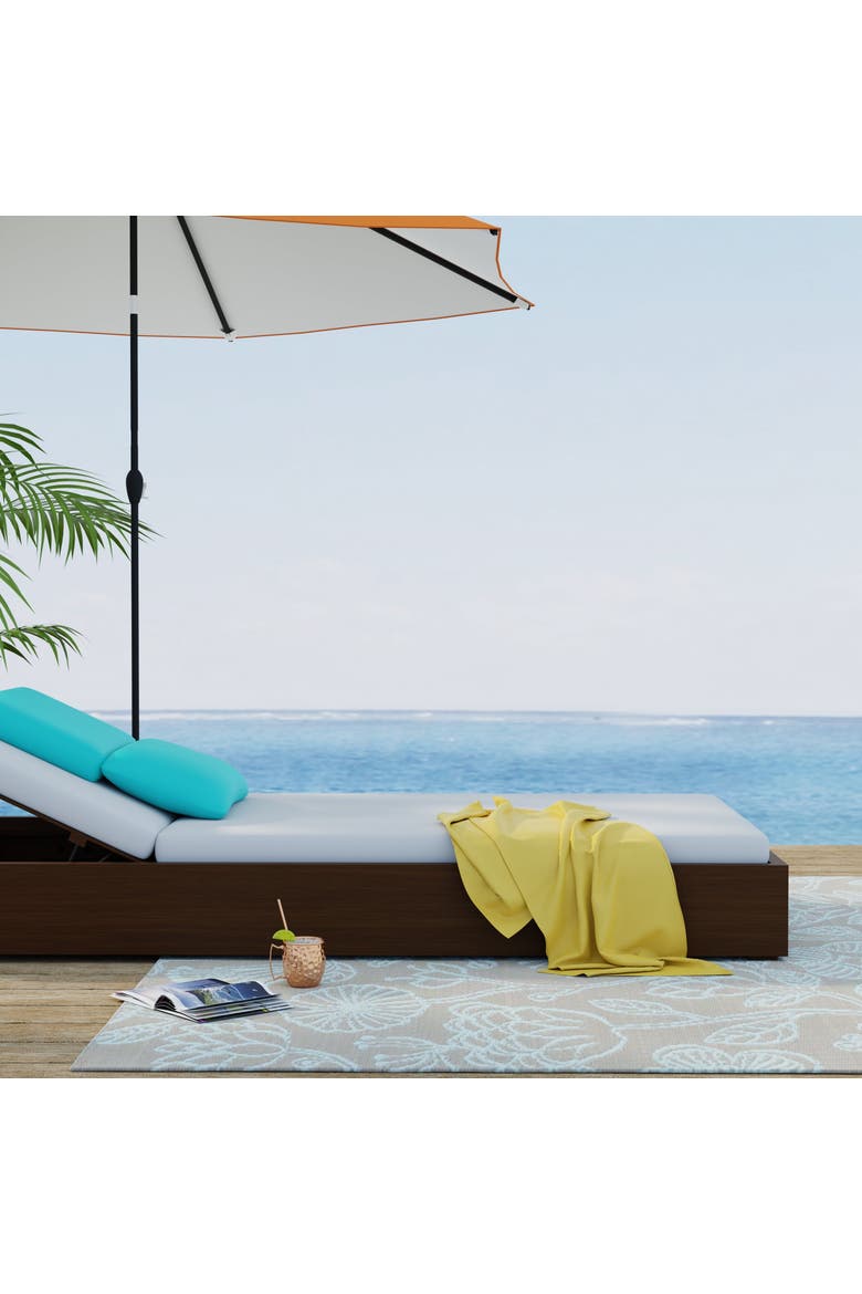 Line Flower Cool Aqua Rug, Alternate, color, 6'x9'